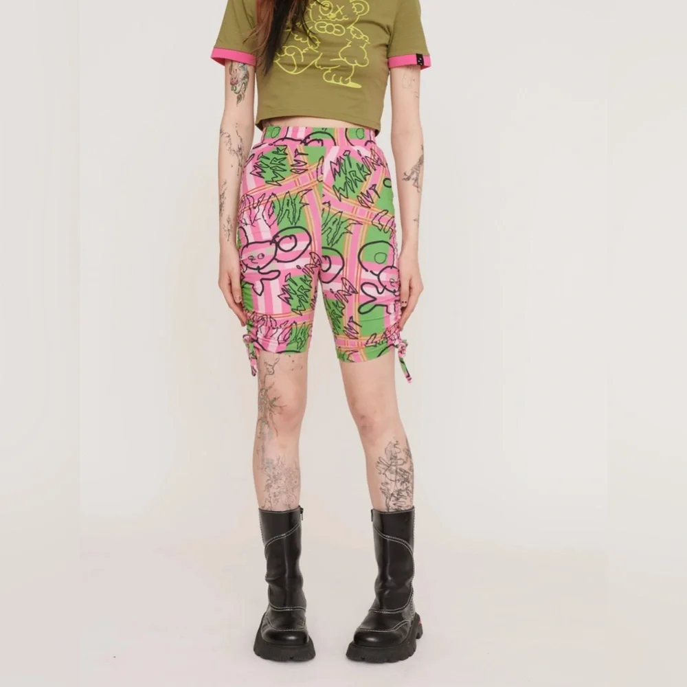 Lazy Oaf Not Working Out Rouched Cycling Shorts UK size 10, new without tags. - Picture 2 of 5